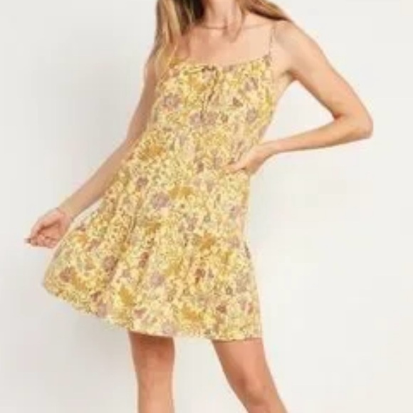 Old Navy Floral Yellow Midi Dress - Picture 1 of 8